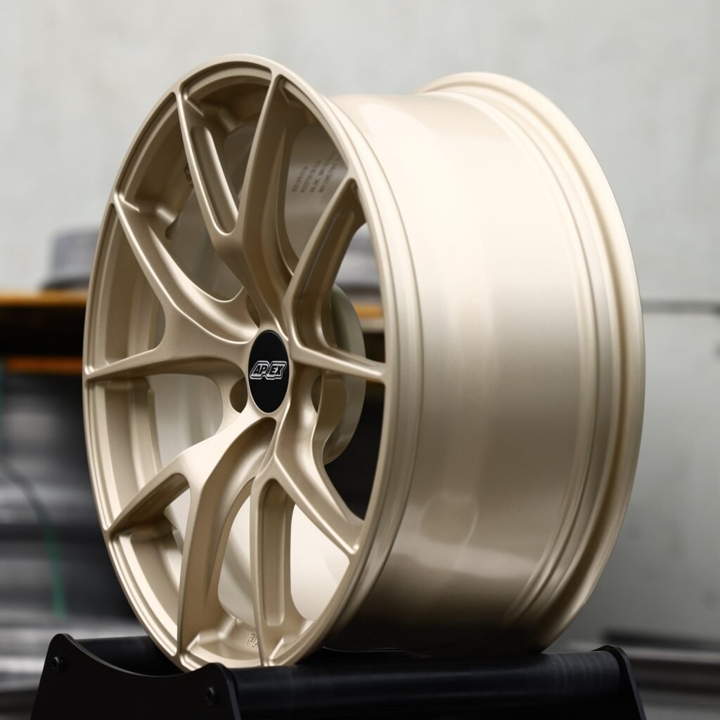 5x130 wheels – Champagne Gold 10-Spoke (APEX-Style), side view