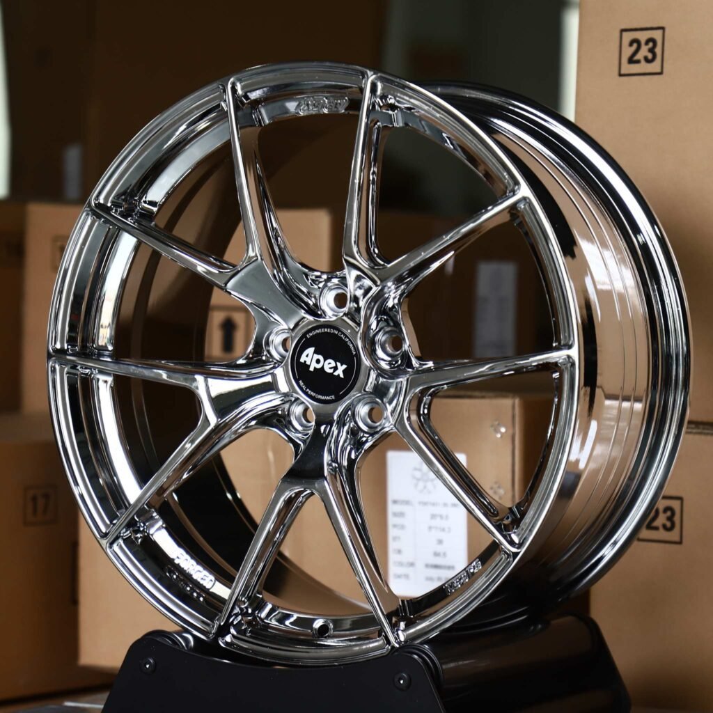 Mercedes CLA wheels – Chrome 10-Spoke (APEX-Style), angled view