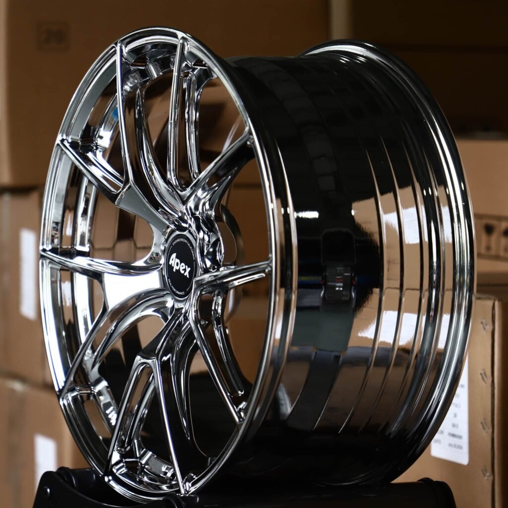 5x112 wheels – Chrome 10-Spoke (APEX-Style), side view
