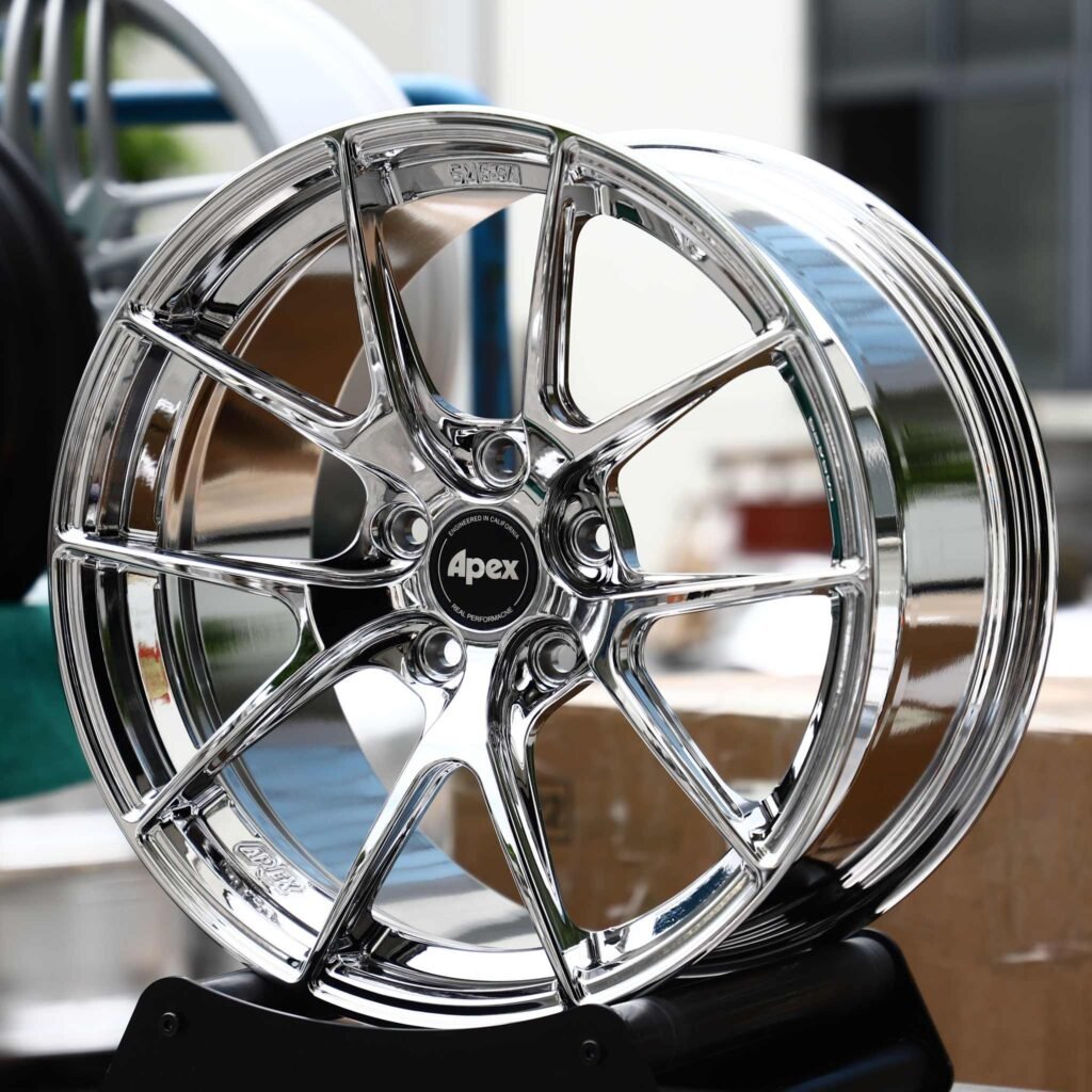 Toyota Camry wheels – Chrome 5 Y-Spoke (APEX-Style), angled view