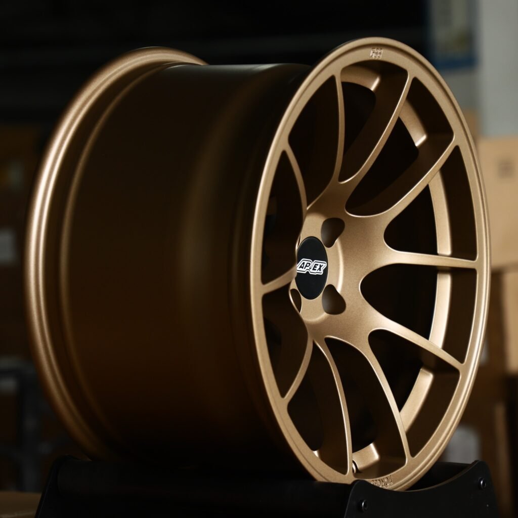 4x100 wheels – Matte Bronze 8 Y-Spoke Mesh (APEX-Style), side view