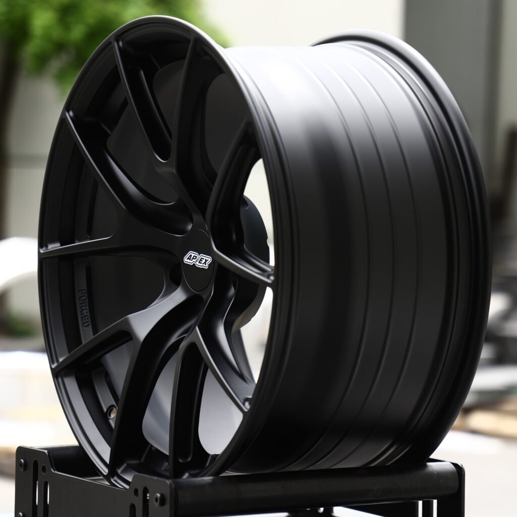 Dodge Charger wheels – Satin Black 10-Spoke Concave (APEX-Style), angled view