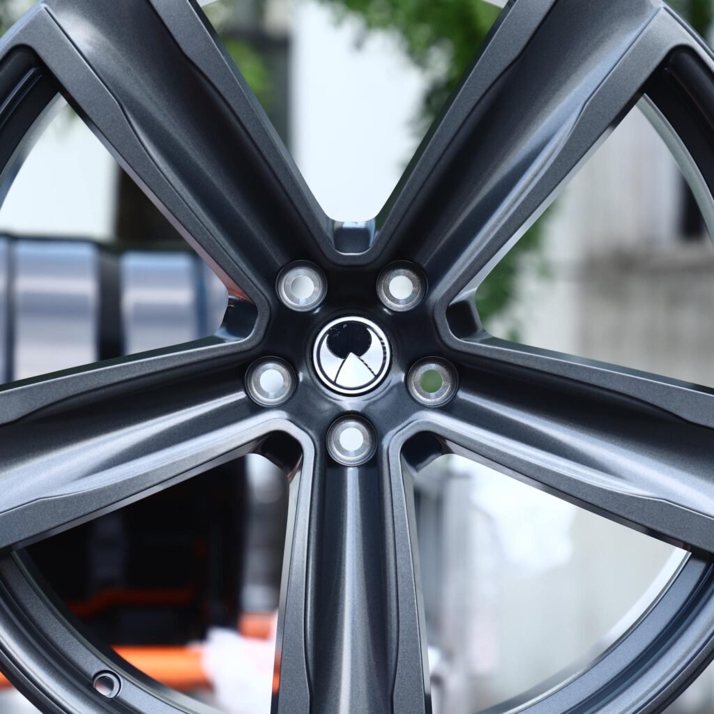 Toyota GR Supra wheels – Gunmetal Twin 5-Spoke, lip and barrel detail