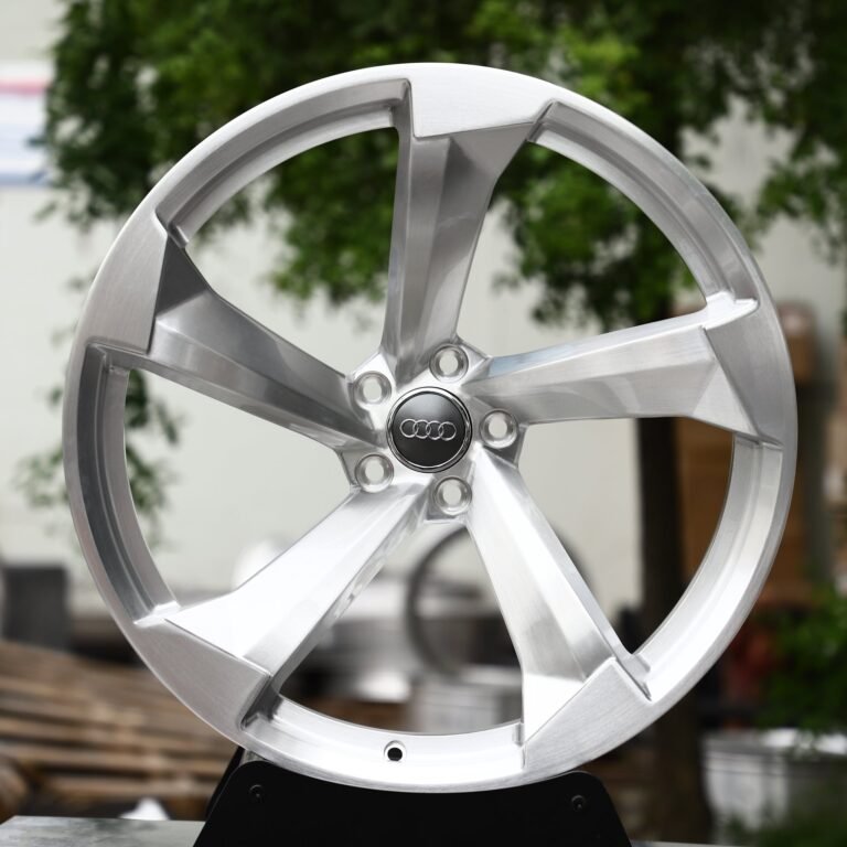 Audi A4 B9 wheels – Brushed Silver 5-Spoke Rotor (Audi OEM-Style), front view