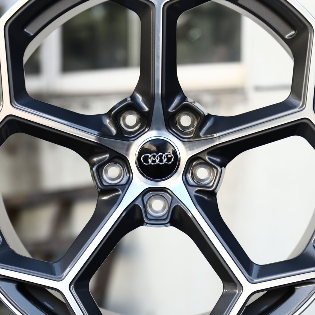 5x112 wheels – Gunmetal Machined 5 Y-Spoke (Audi OEM-Style), side view