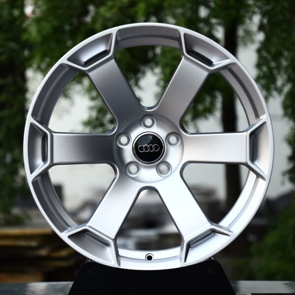 Audi RS5 wheels – Matte Silver 6-Spoke (Audi OEM-Style), front view