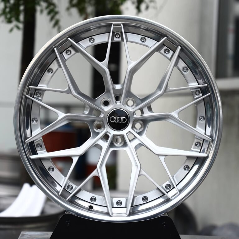 Audi R8 wheels – Polished Silver 10 Y-Spoke 2-Piece (Audi OEM-Style), front view