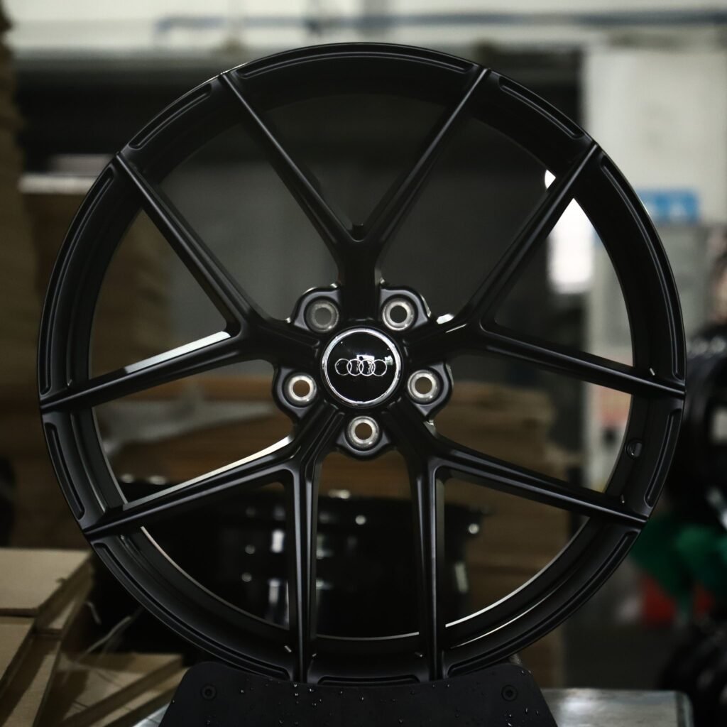 Audi S4 wheels – Satin Black 5 Y-Spoke (Audi OEM-Style), front view