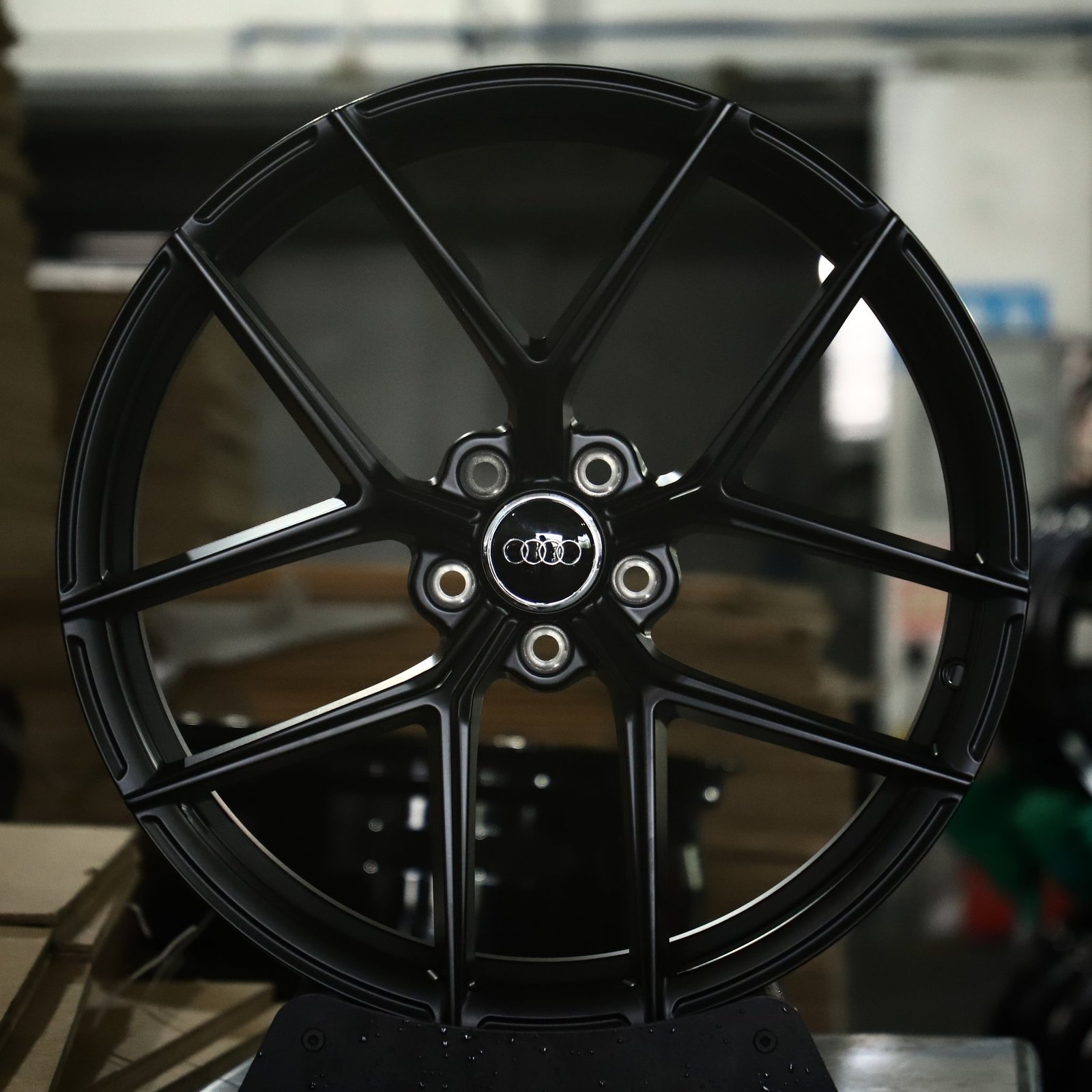 Audi S4 wheels – Satin Black 5 Y-Spoke (Audi OEM-Style), front view
