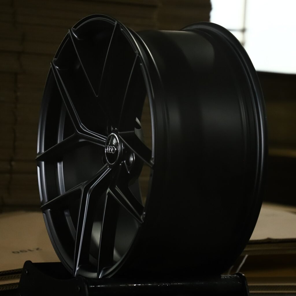 5x112 wheels – Satin Black 5 Y-Spoke (Audi OEM-Style), side view