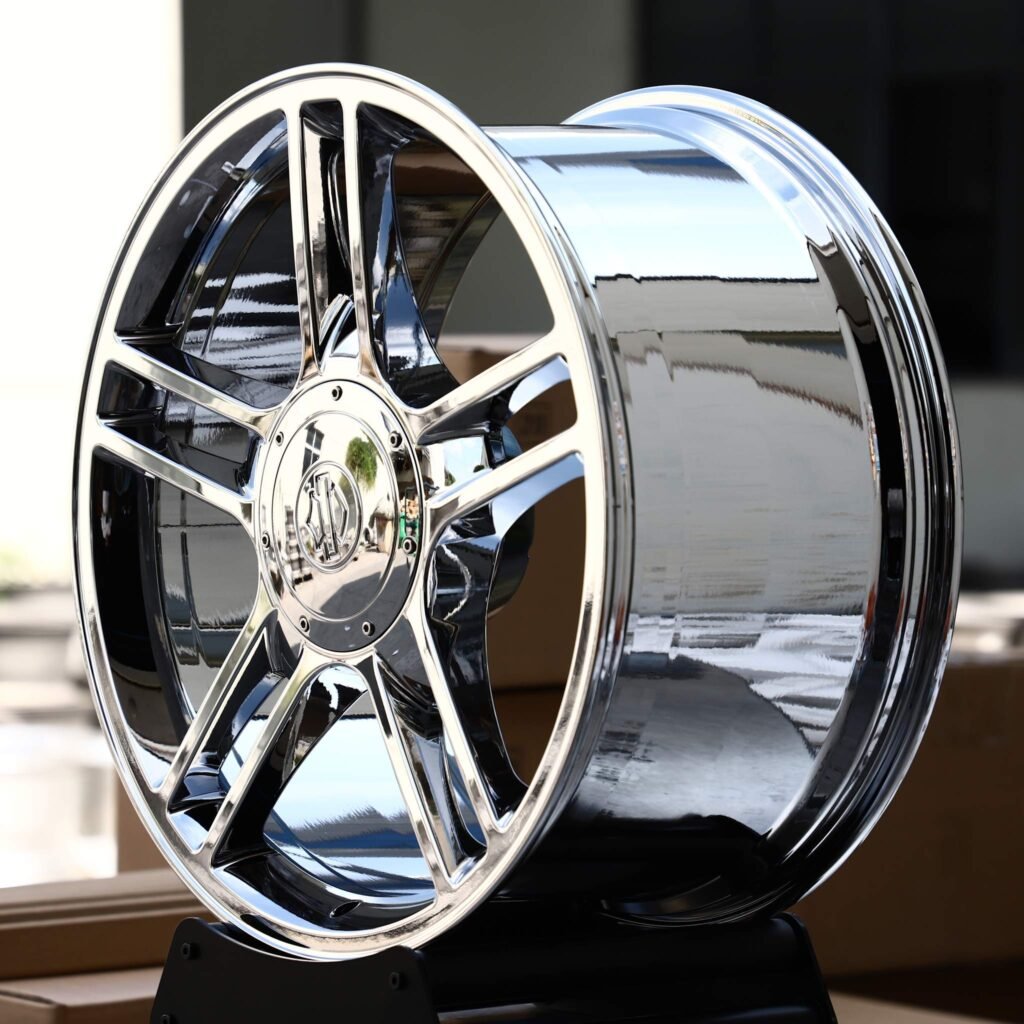 5x112 wheels – Chrome Twin 5-Spoke, side view