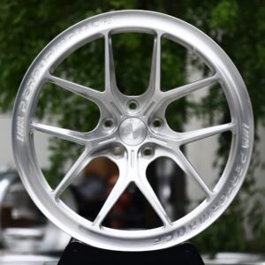 Audi S4 / BMW M3 Forged Wheels – Brushed Silver 5 Y-Spoke Lettered Polished Lip (5-Lug)