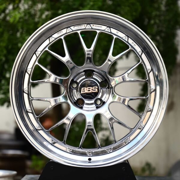 Audi S4 wheels – 2-Piece Chrome Mesh Polished Lip (BBS-Style), front view