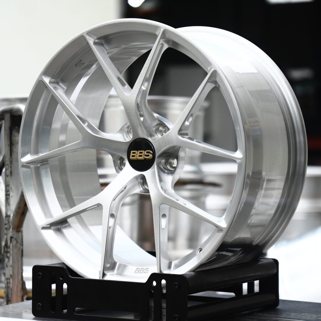 Toyota Camry wheels – Brushed Silver 5 Y-Spoke (BBS-Style), angled view