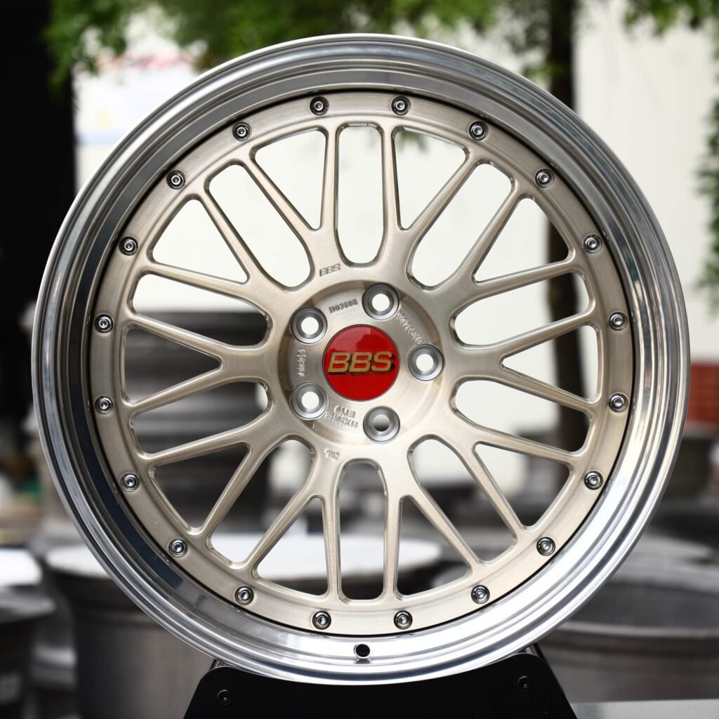 Audi A5 wheels – Champagne Gold Mesh 2-Piece Polished Lip (BBS-Style), front view