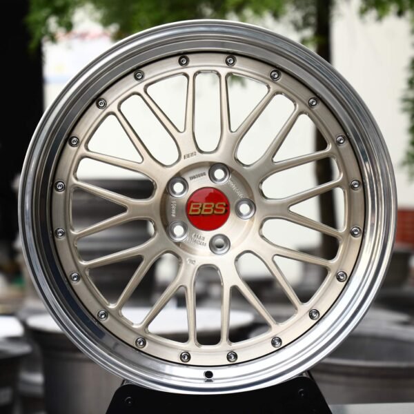 Audi A5 wheels – Champagne Gold Mesh 2-Piece Polished Lip (BBS-Style), front view