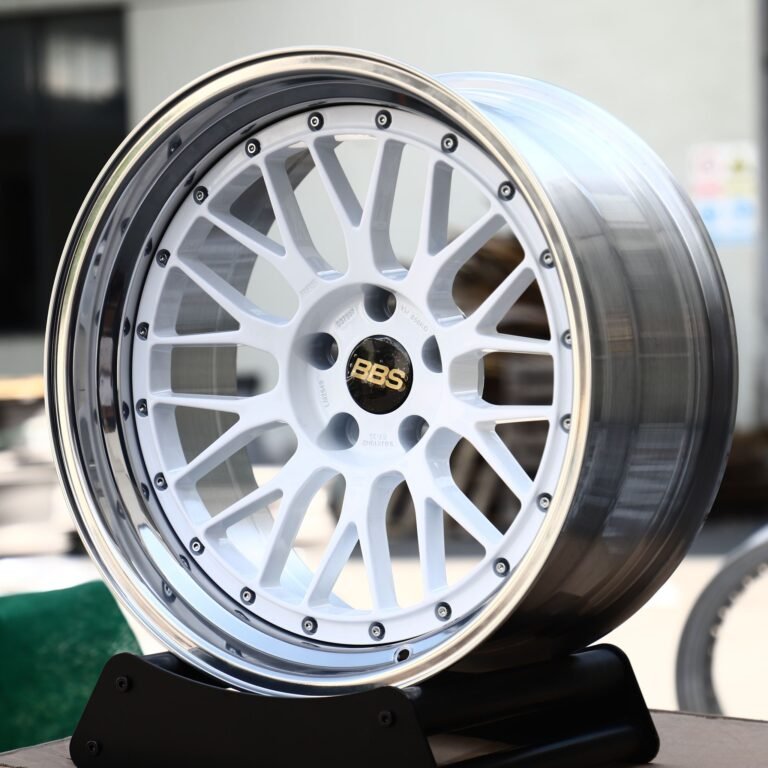 Volkswagen Golf GTI wheels – Gloss White Mesh 2-Piece Polished Deep Lip (BBS-Style), front view