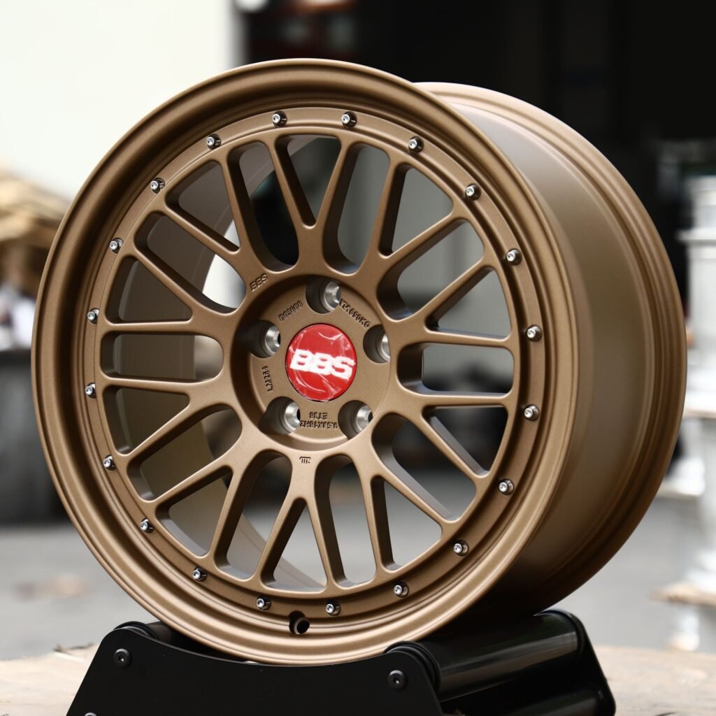 BMW 7 Series wheels – Matte Bronze Mesh Riveted Lip (BBS-Style), angled view