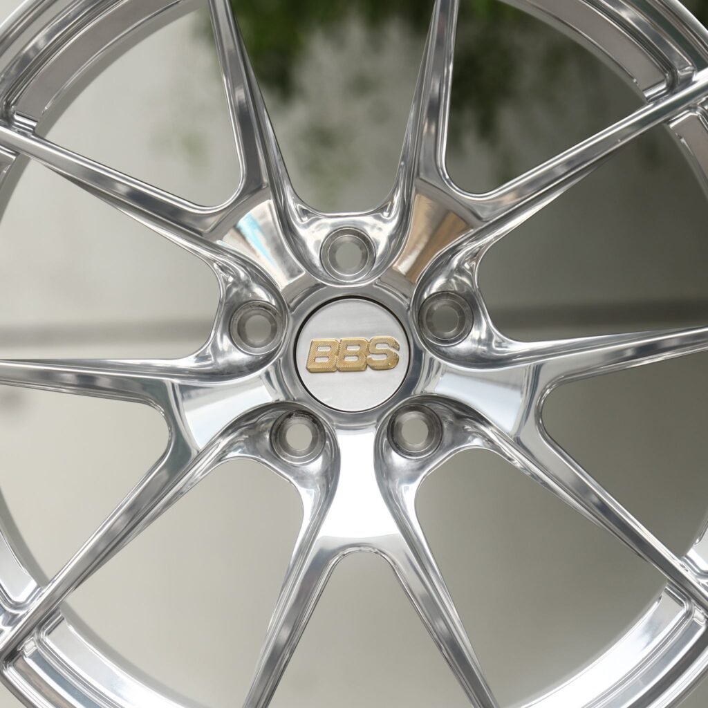 5x120 wheels – Polished 5 Split Y-Spoke (BBS-Style), side view