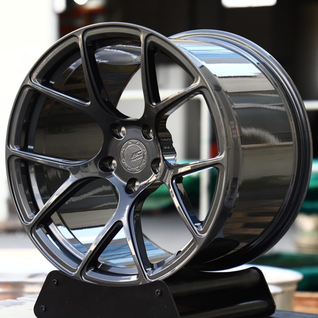 Audi A3 wheels – Gunmetal 5 Y-Spoke (BC Forged-Style), angled view