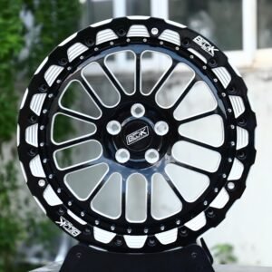 Belak-Style Black Machined Beadlock Milled-Ring Mesh Forged Drag Racing Wheels – Honda Civic / Ford Mustang Fitment (5-Lug)