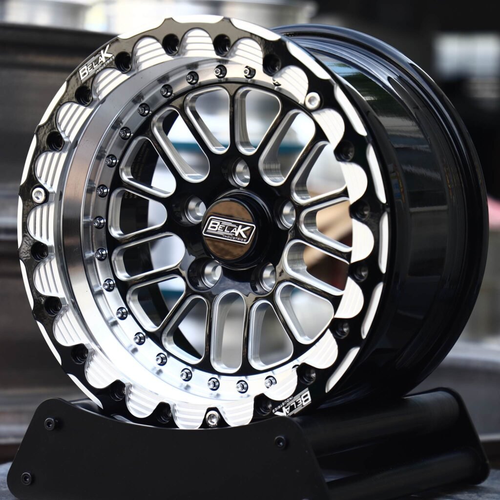 Chevrolet Corvette wheels – Black / Milled 16-Spoke Beadlock (Belak-Style), angled view