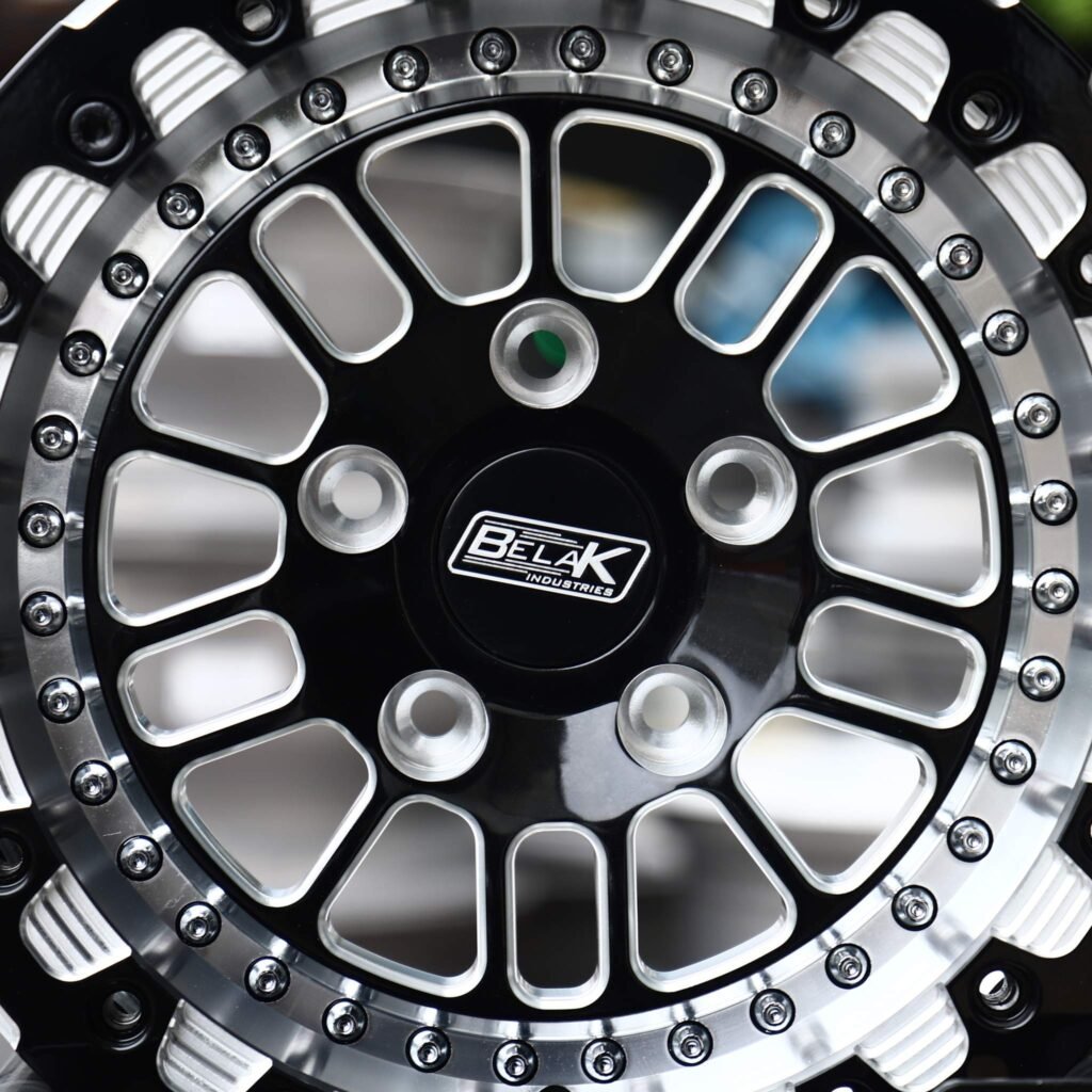 Chevrolet Corvette C7 wheels – Gloss Black Milled Mesh Double-Row Beadlock (Belak-Style), lip and barrel detail