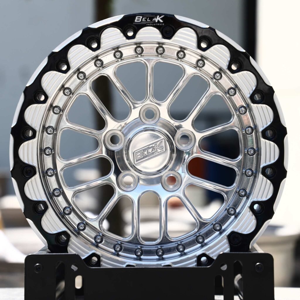 Ford Mustang wheels – Polished Multi-Spoke Beadlock (Belak-Style), front view