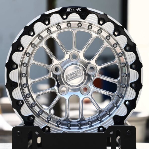 Ford Mustang wheels – Polished Multi-Spoke Beadlock (Belak-Style), front view