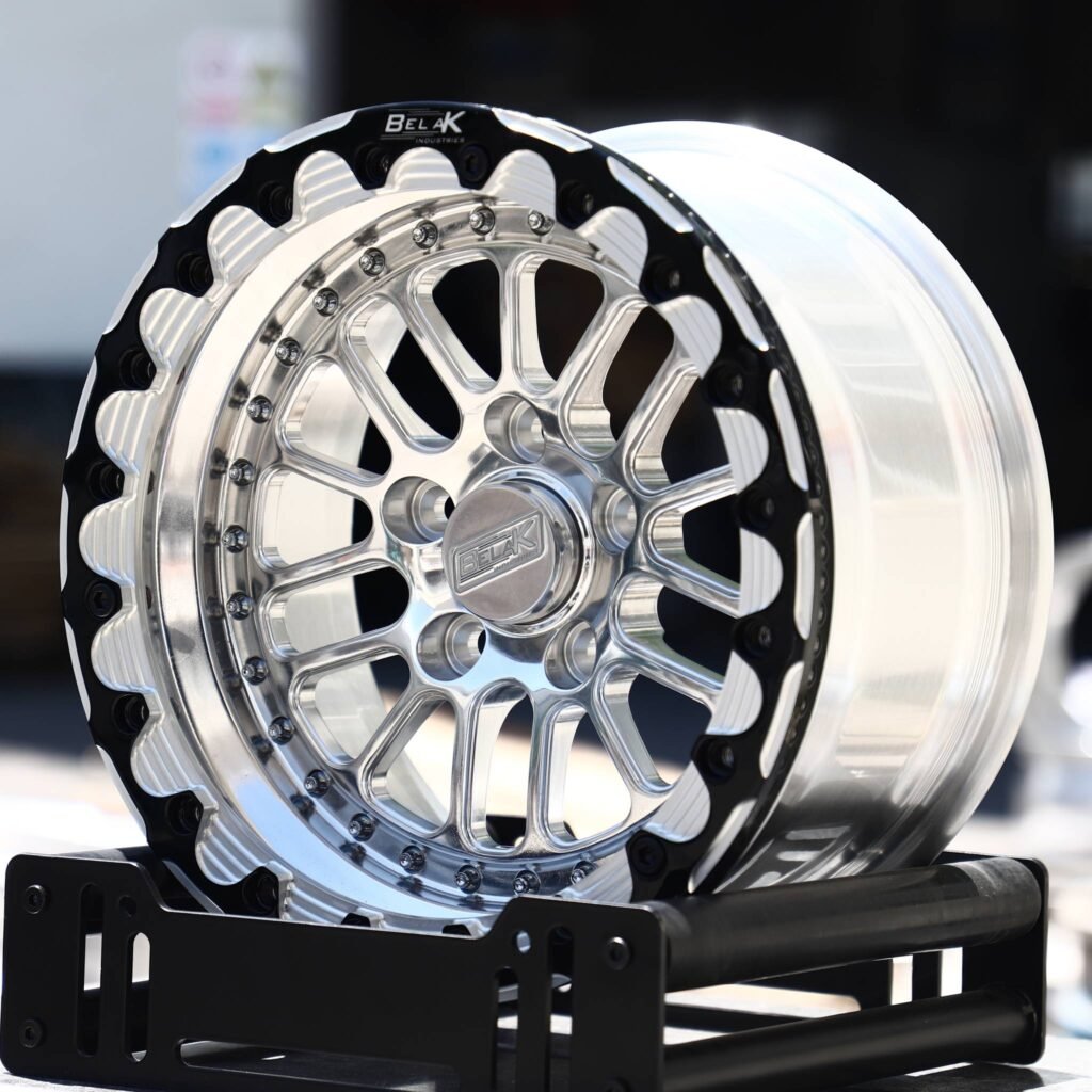 Chevrolet Camaro wheels – Polished Multi-Spoke Beadlock (Belak-Style), angled view