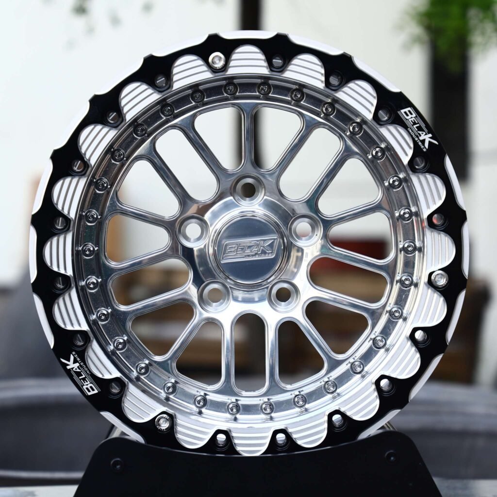 Chevrolet Camaro wheels – Polished Multi-Spoke Black Ring Beadlock (Belak-Style), front view