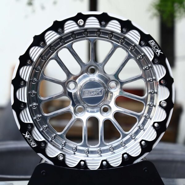Chevrolet Camaro wheels – Polished Multi-Spoke Black Ring Beadlock (Belak-Style), front view