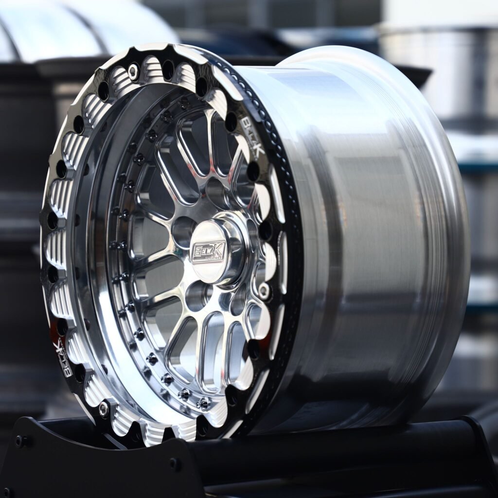5x120 wheels – Polished Multi-Spoke Black Ring Beadlock (Belak-Style), side view