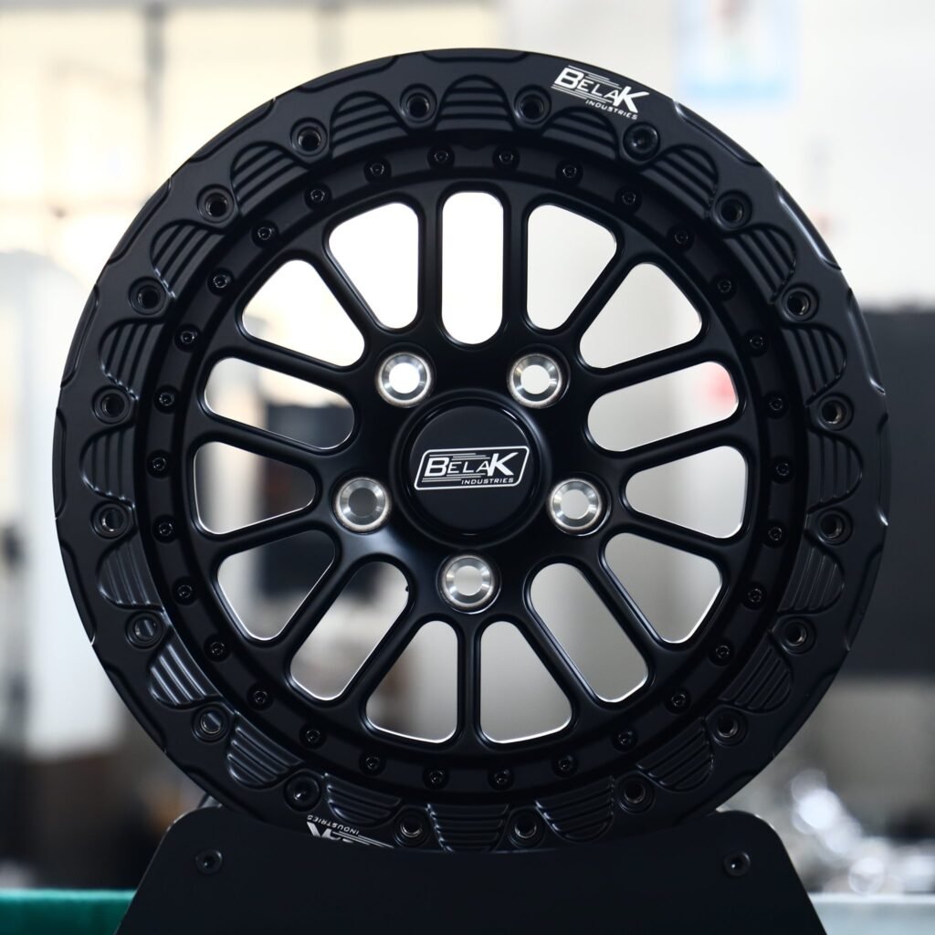 Ford Mustang wheels – Satin Black Beadlock Mesh (Belak-Style), front view