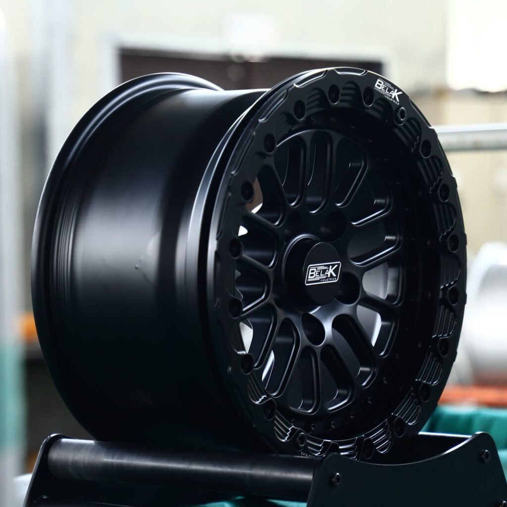 5x114.3 wheels – Satin Black Beadlock Mesh (Belak-Style), side view