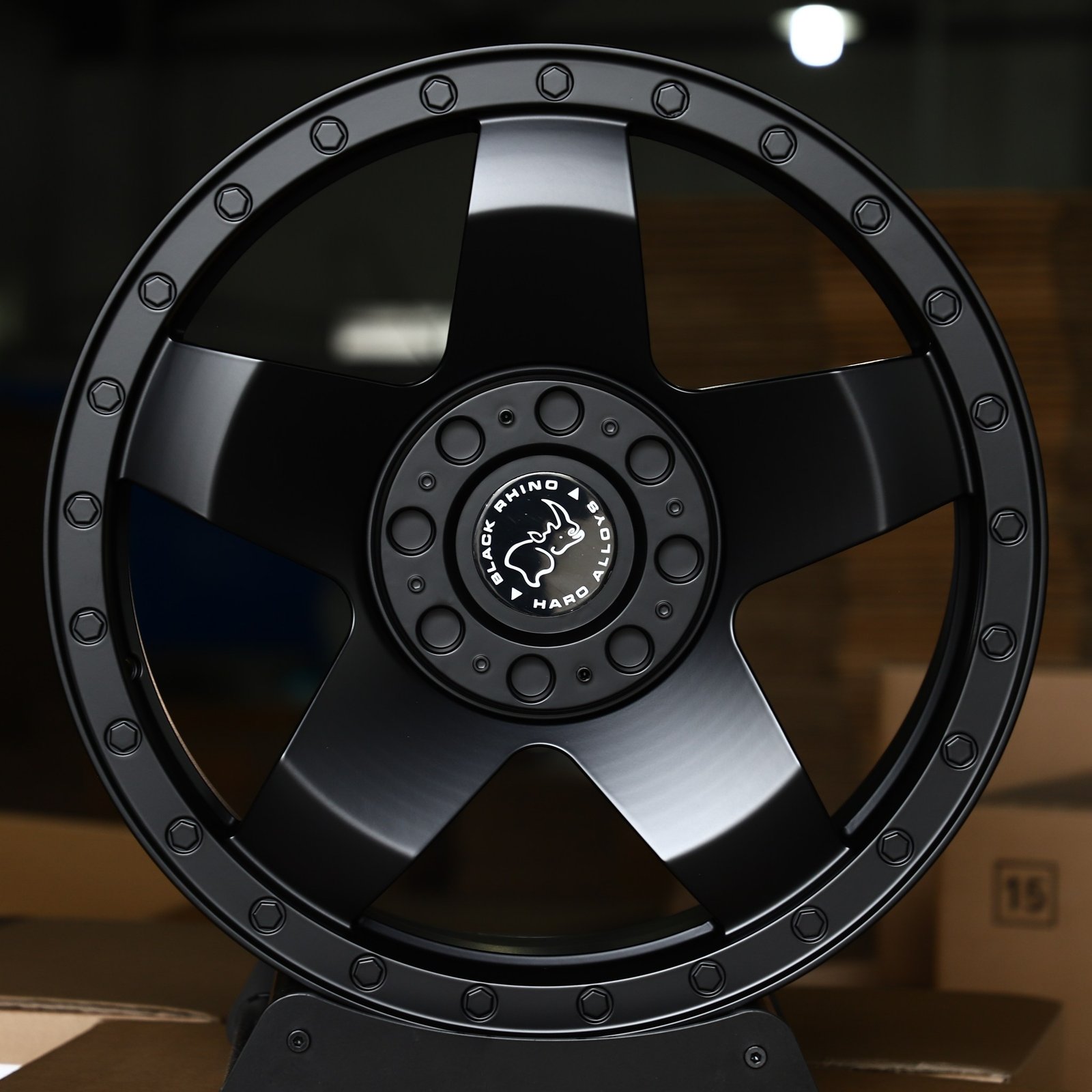Toyota 4Runner wheels – Satin Black 5-Spoke (Black Rhino-Style), front view