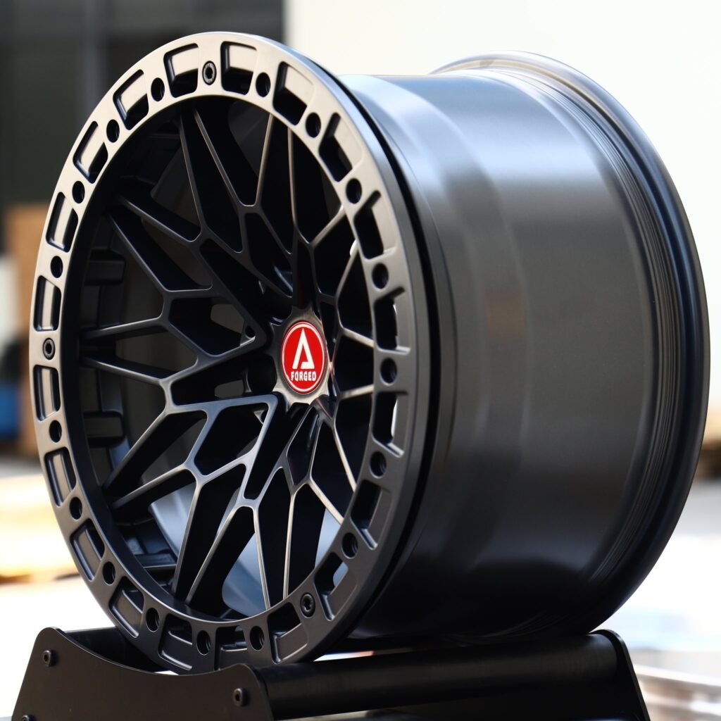 5x120 wheels – Satin Black Mesh, side view