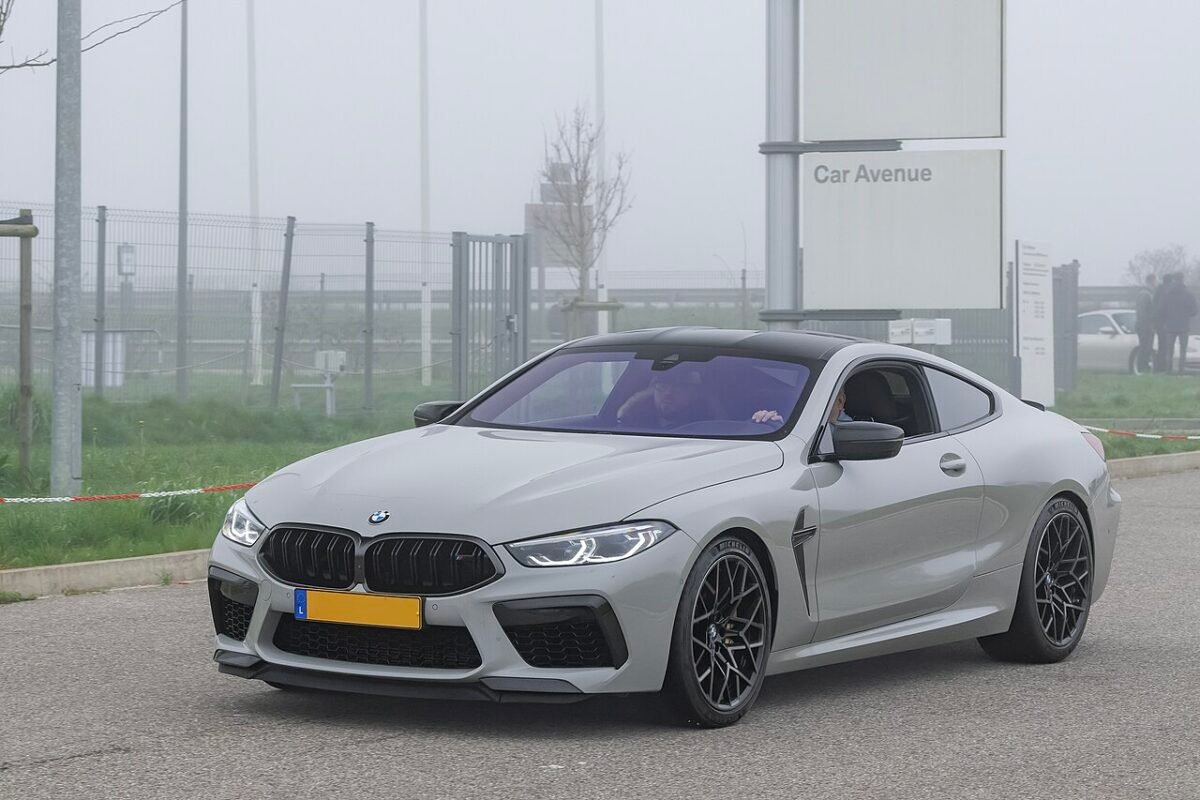 Grey BMW M8 Competition coupe F92 on a 5x112 bolt pattern