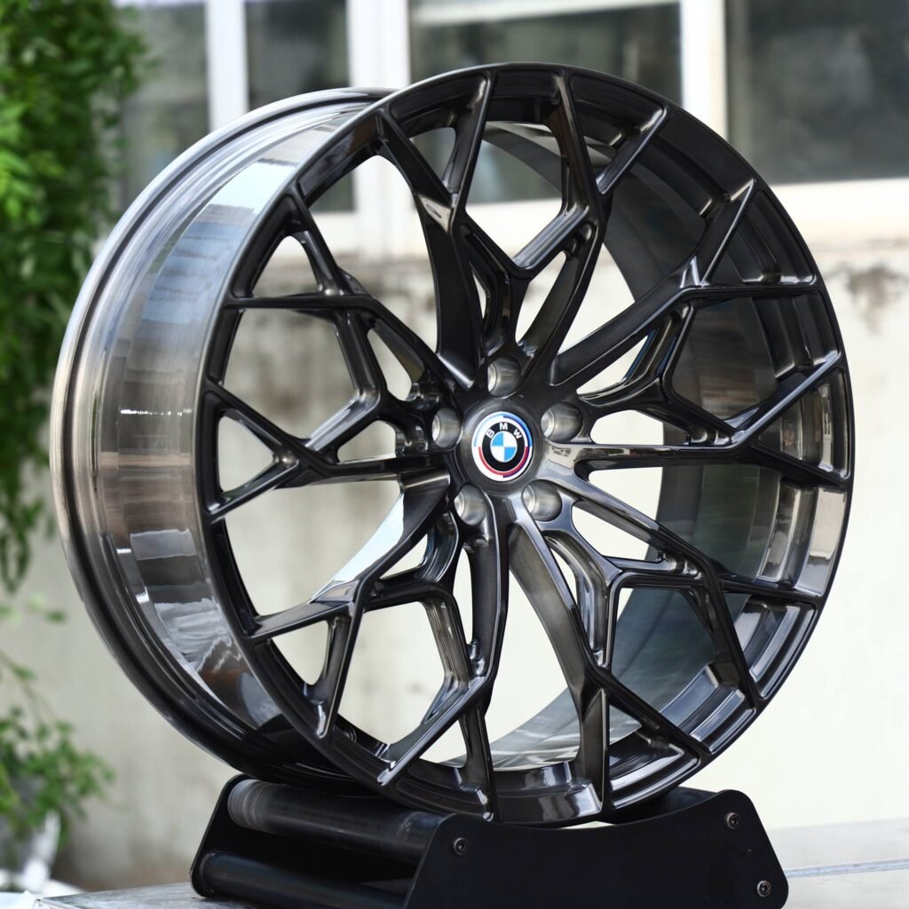 BMW 5 Series wheels – Black Chrome Cross-Spoke Mesh (BMW OEM-Style), angled view