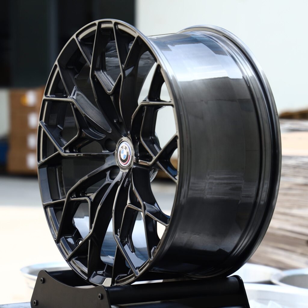 5x120 wheels – Black Chrome Cross-Spoke Mesh (BMW OEM-Style), side view
