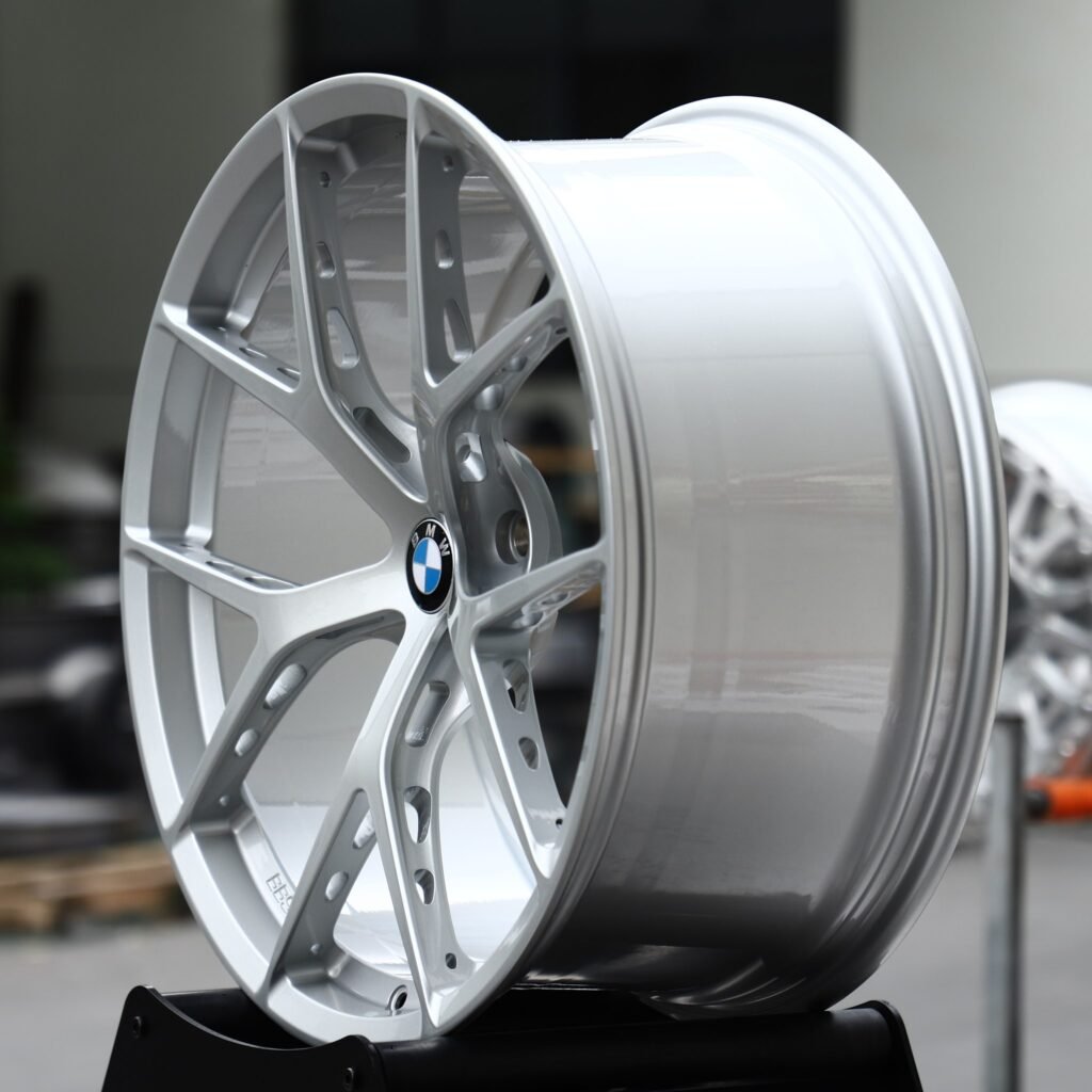 5x120 wheels – Bright Silver 5 Y-Spoke (BMW OEM-Style), side view
