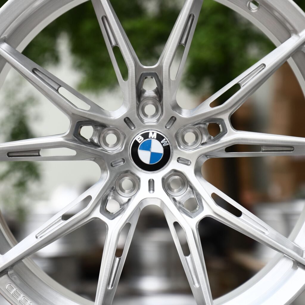 5x112 wheels – Brushed Silver 10-Spoke Side-Milled (BMW OEM-Style), side view