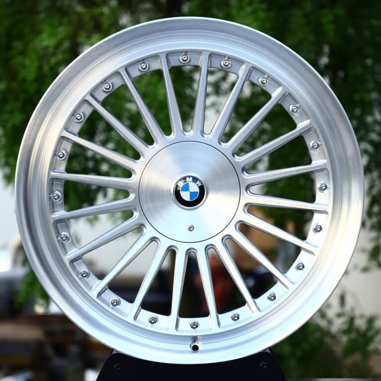 BMW M3 wheels – Brushed Silver Multi-Spoke Riveted Deep Lip (BMW OEM-Style), front view