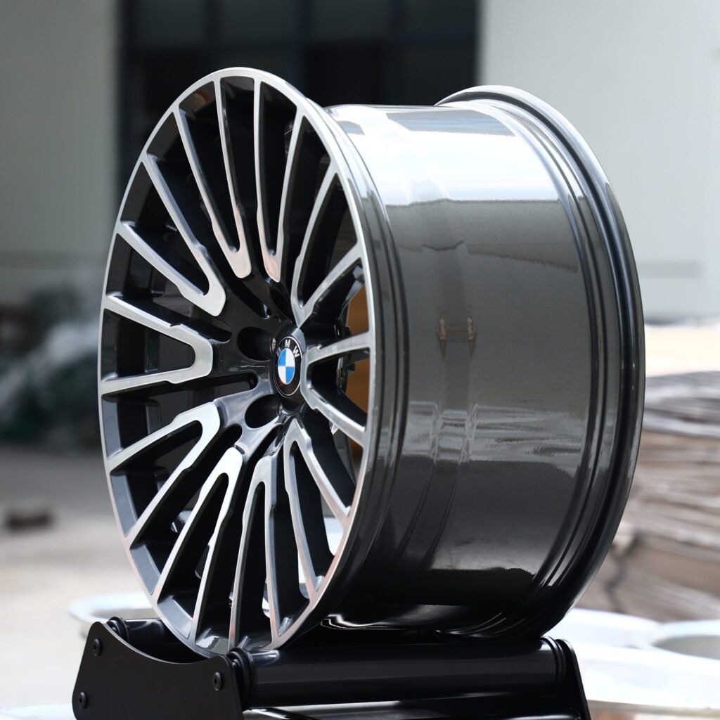 5x112 wheels – Gloss Black Machined Multi-Spoke (BMW OEM-Style), side view