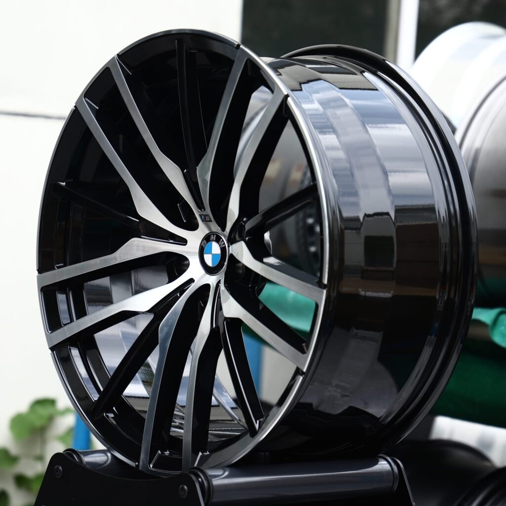 5x120 wheels – Gloss Black Machined Twin 10-Spoke (BMW OEM-Style), side view