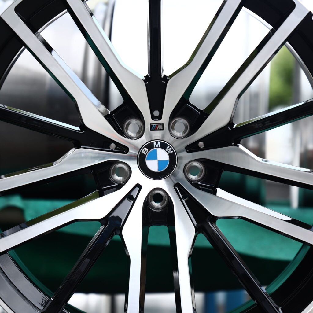 BMW M3 G80 wheels – Gloss Black Machined Twin 10-Spoke (BMW OEM-Style), lip and barrel detail