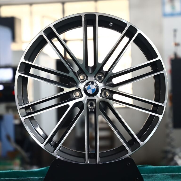 BMW 3 Series wheels – Gloss Black Machined Twin Multi-Spoke (BMW OEM-Style), front view