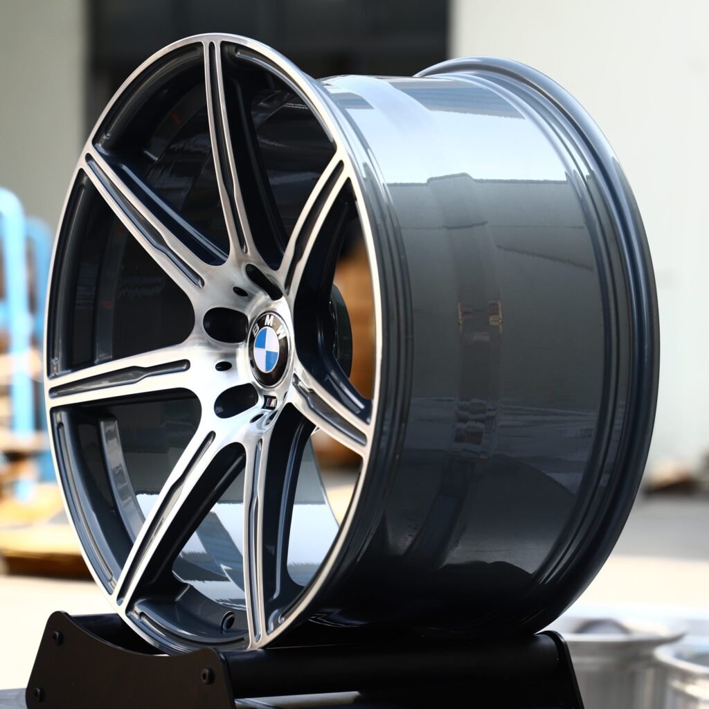 5x120 wheels – Gunmetal Machined 7-Spoke (BMW OEM-Style), side view