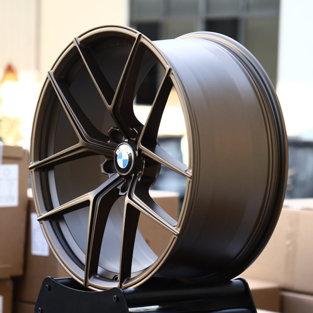 BMW M4 wheels – Matte Bronze 5 Y-Spoke Concave (BMW OEM-Style), angled view