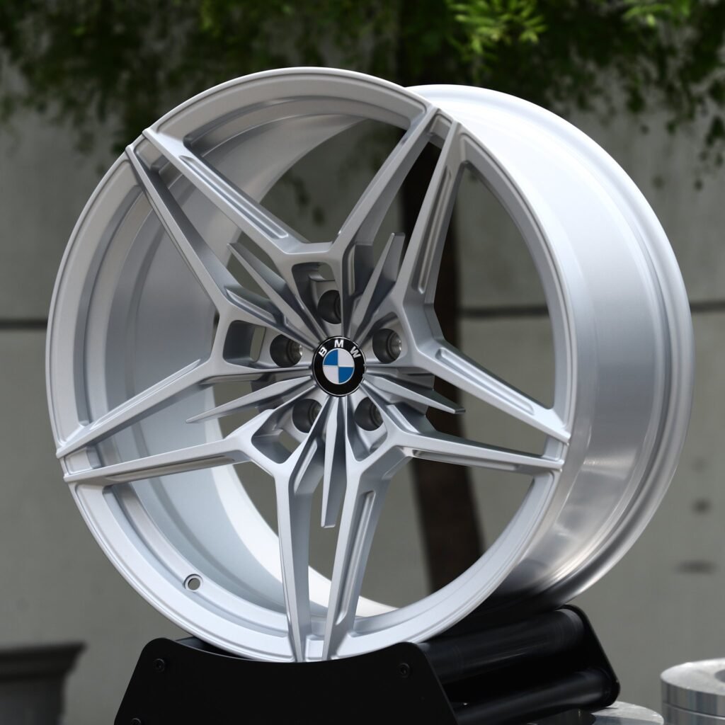 BMW X6 wheels – Matte Silver 5-Star Twin-Spoke (BMW OEM-Style), angled view